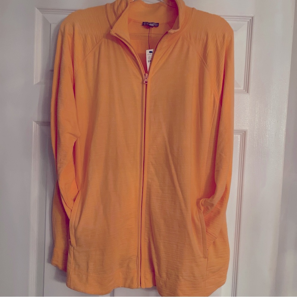 Talbots Womens Peach Full Zip Jacket Plus Size 1X Pima MSRP $99.00